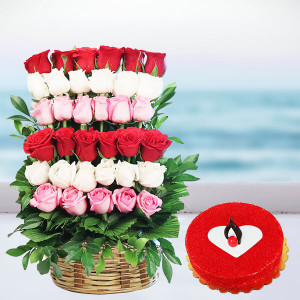 Mix Roses With Red Velvet Cake